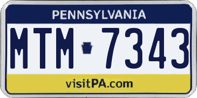 PA license plate MTM7343