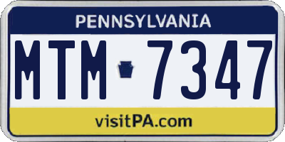 PA license plate MTM7347