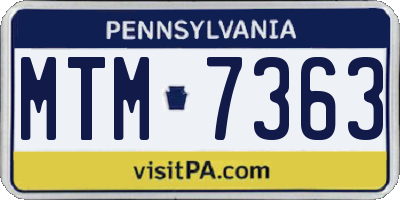 PA license plate MTM7363