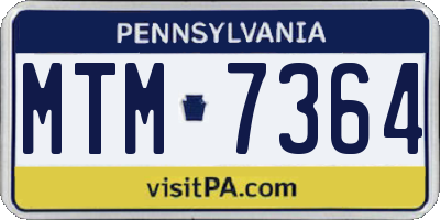 PA license plate MTM7364