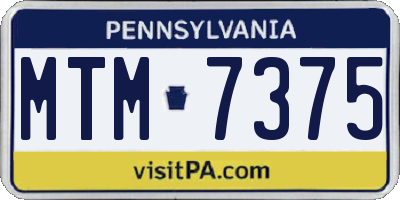 PA license plate MTM7375