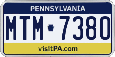 PA license plate MTM7380