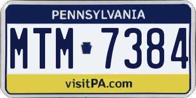 PA license plate MTM7384