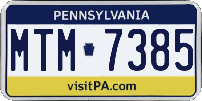 PA license plate MTM7385