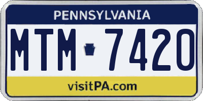 PA license plate MTM7420