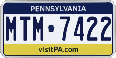 PA license plate MTM7422