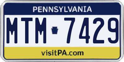 PA license plate MTM7429