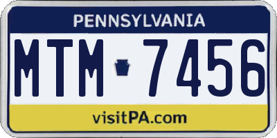 PA license plate MTM7456