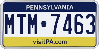 PA license plate MTM7463