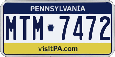 PA license plate MTM7472