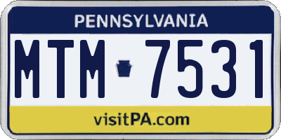 PA license plate MTM7531