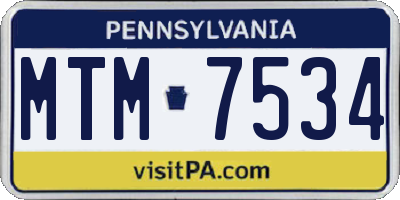 PA license plate MTM7534