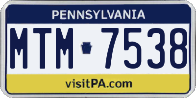 PA license plate MTM7538