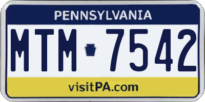 PA license plate MTM7542