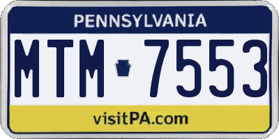 PA license plate MTM7553