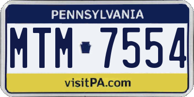 PA license plate MTM7554