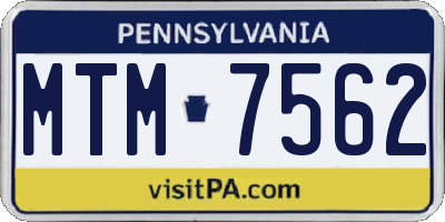 PA license plate MTM7562