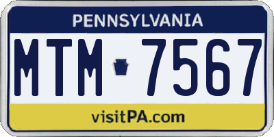 PA license plate MTM7567