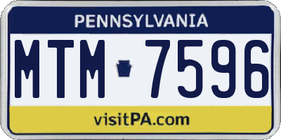 PA license plate MTM7596