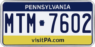 PA license plate MTM7602