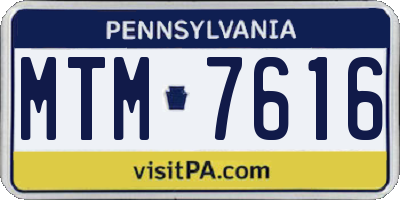 PA license plate MTM7616