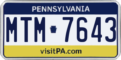 PA license plate MTM7643