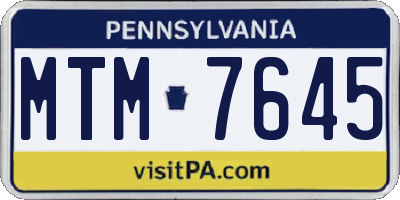 PA license plate MTM7645