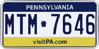 PA license plate MTM7646