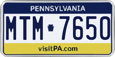 PA license plate MTM7650