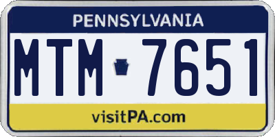 PA license plate MTM7651