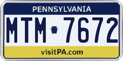 PA license plate MTM7672
