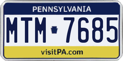 PA license plate MTM7685
