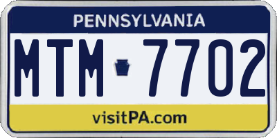 PA license plate MTM7702
