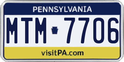 PA license plate MTM7706