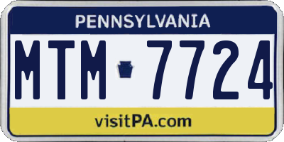 PA license plate MTM7724
