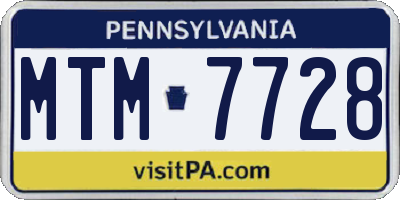 PA license plate MTM7728