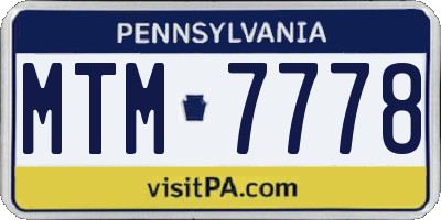 PA license plate MTM7778