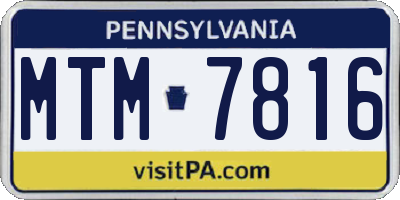 PA license plate MTM7816