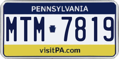 PA license plate MTM7819
