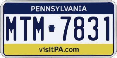 PA license plate MTM7831