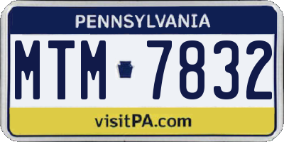 PA license plate MTM7832