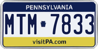 PA license plate MTM7833
