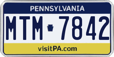 PA license plate MTM7842