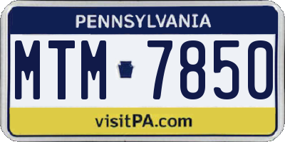 PA license plate MTM7850