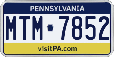 PA license plate MTM7852
