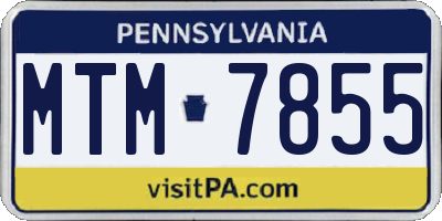 PA license plate MTM7855