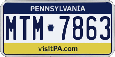 PA license plate MTM7863