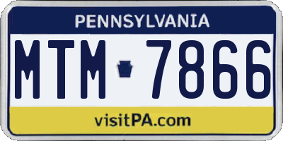 PA license plate MTM7866