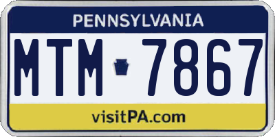 PA license plate MTM7867