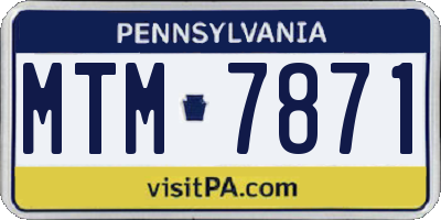 PA license plate MTM7871